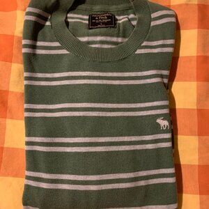 Mens Large Vintage Green Striped Abercrombie & Fitch Sweater